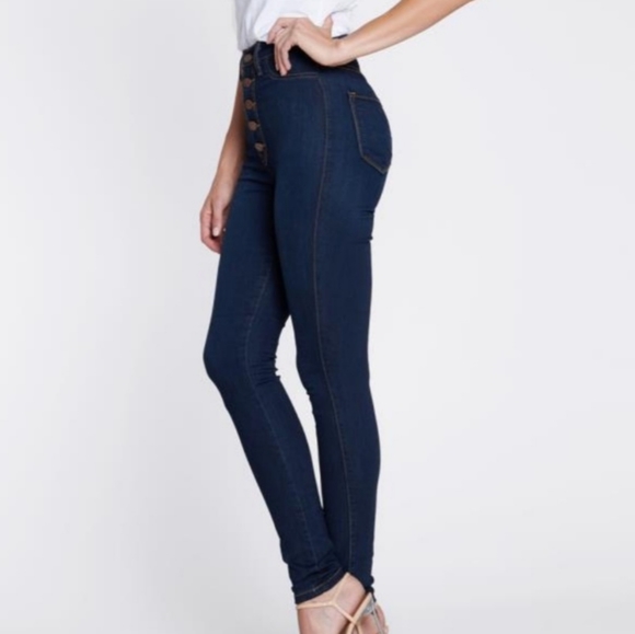 Vibrant Button Me Up High Waisted Jeans - Picture 4 of 9